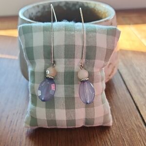 Elegant Silver, Purple, &  Drop Earrings